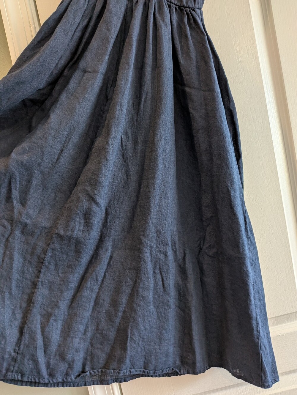 Quince 100% European Linen Fit & Flare Midi Dress Deep Navy Blue Coastal Size XS - Picture 10 of 14